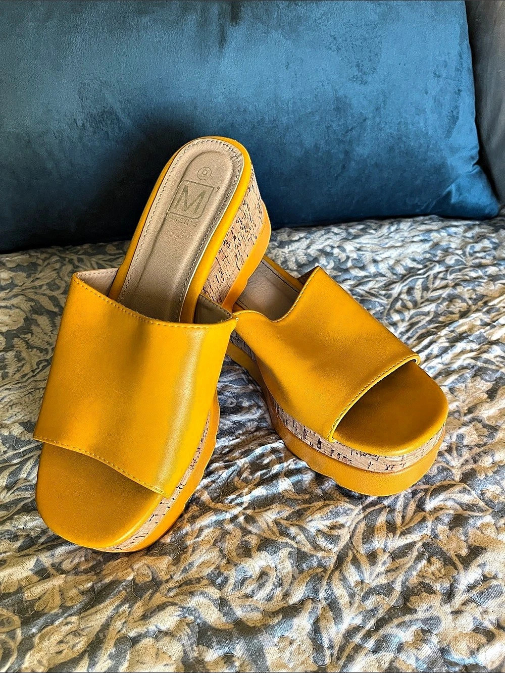 MakerYellow Cork Wedge Sandals Size US 9
